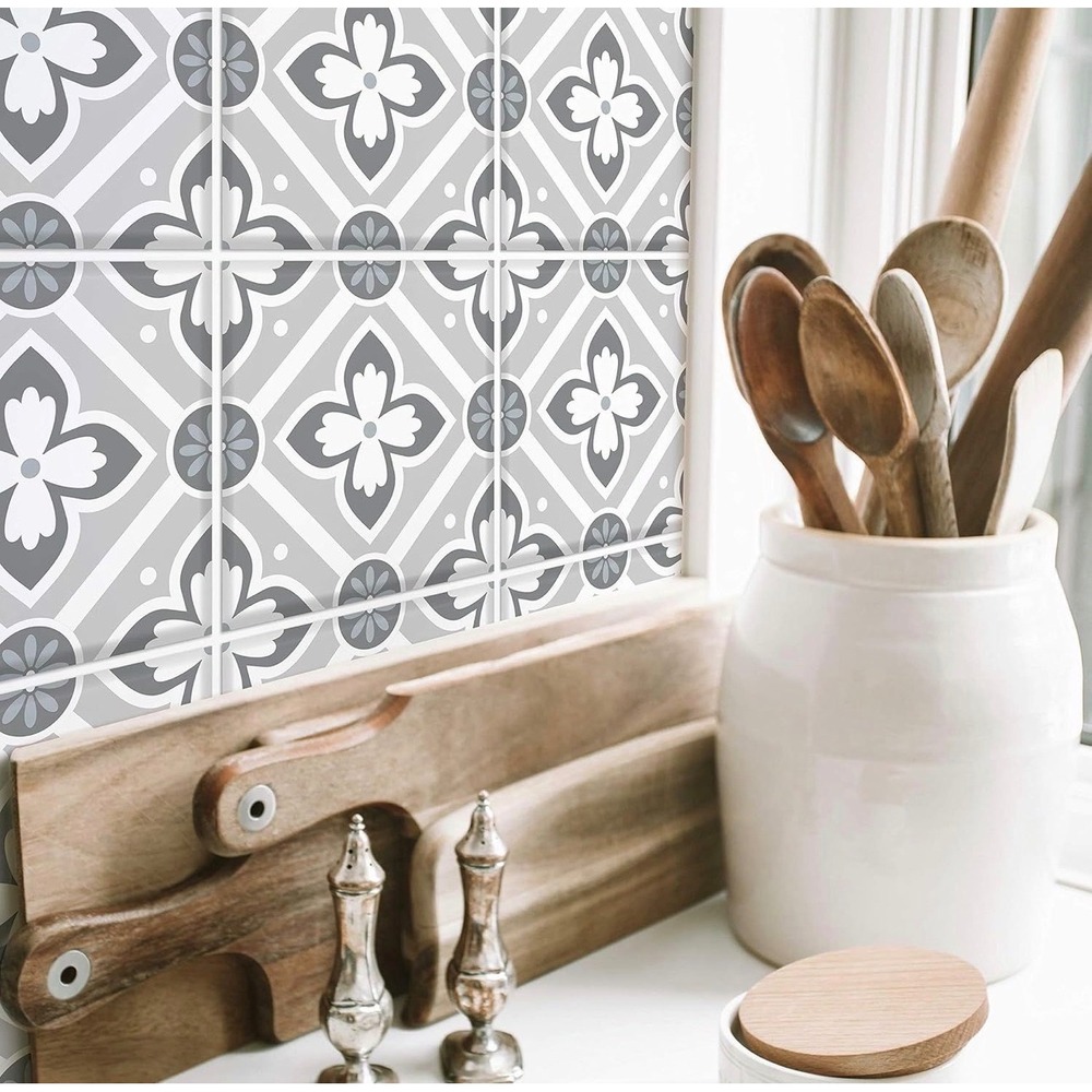 RoomMates RMK4650GM Galway Gray‎ Tile Backsplash Peel and Stick Wall Decals